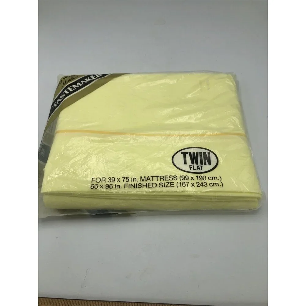 Vintage Tastemaker Twin Flat Sheet Yellow No-Iron Muslin 66”x96” Made USA